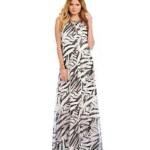 Vince Camuto Black and White Zebra-Print Maxi Dress